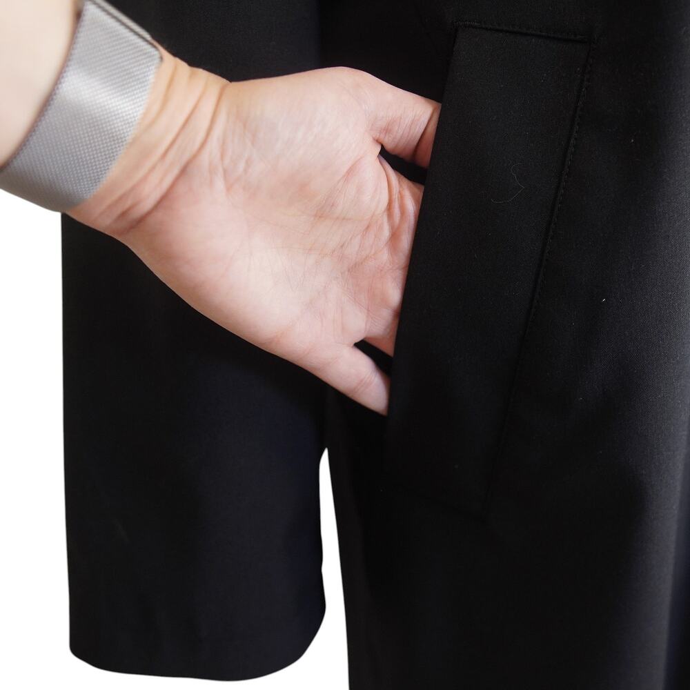111 State Black Trench Coat Men’s Large Notch Lapel Long Coat Lightweight - Picture 8 of 11
